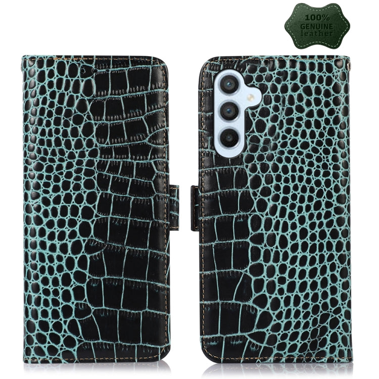 For Samsung Galaxy M54 5G Crocodile Top Layer Cowhide Leather Phone Case(Green) - Galaxy Phone Cases by buy2fix | Online Shopping UK | buy2fix