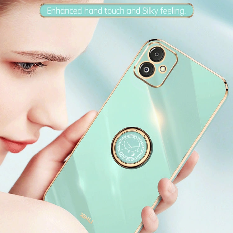 For Samsung Galaxy F14 5G XINLI Straight Edge 6D Electroplate TPU Phone Case with Ring Holder(Mint Green) - Galaxy Phone Cases by XINLI | Online Shopping UK | buy2fix