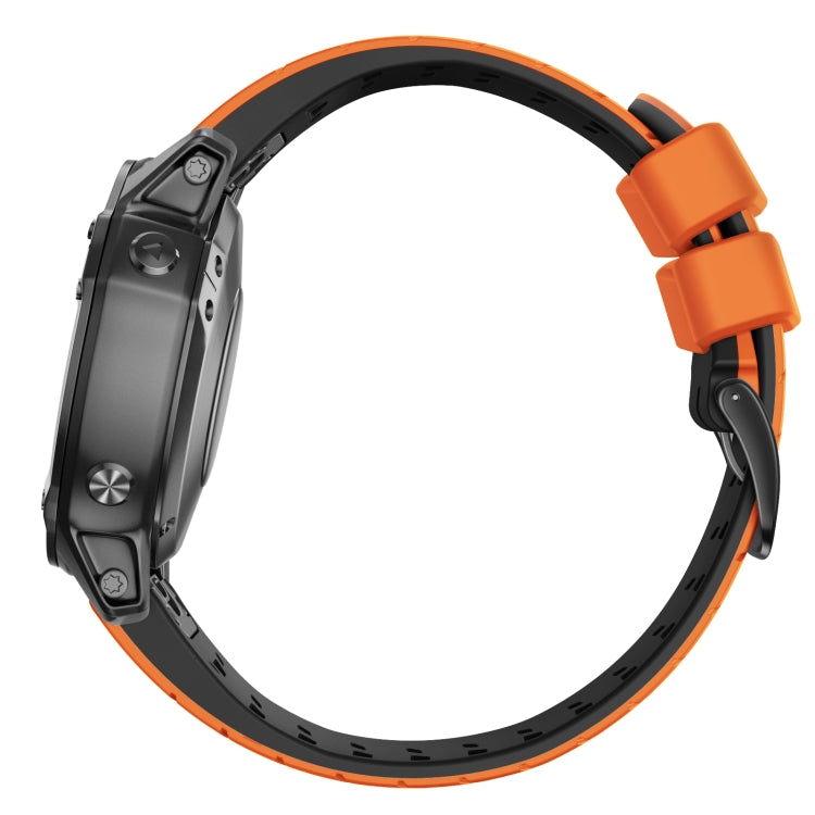 For Garmin Fenix 7 22mm Trapezoidal Quick Release Silicone Watch Band(Orange Black) - Watch Bands by buy2fix | Online Shopping UK | buy2fix