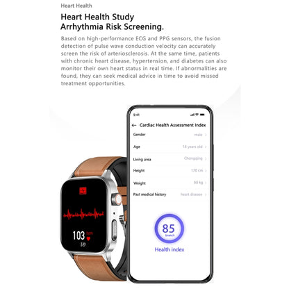 GT22 1.85 inch TFT Screen Leather Band Health Smart Watch, Support Bluetooth Call / Plateau Blood Oxygen / Body Temperature / Arrhythmia / TI Heart Rate Monitoring(Black) - Smart Watches by buy2fix | Online Shopping UK | buy2fix