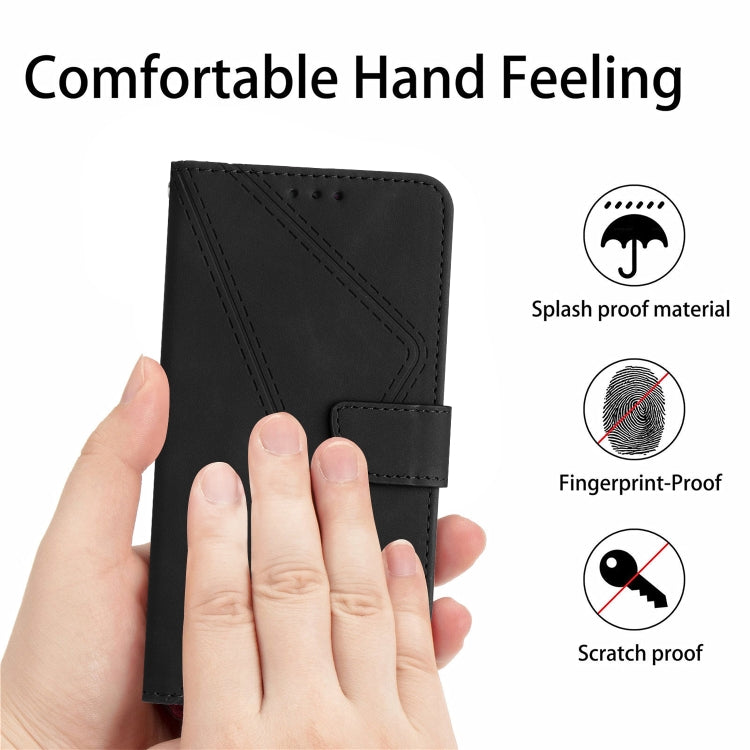 For Xiaomi Redmi Note 12 4G Stitching Embossed Leather Phone Case(Black) - Note 12 Cases by buy2fix | Online Shopping UK | buy2fix