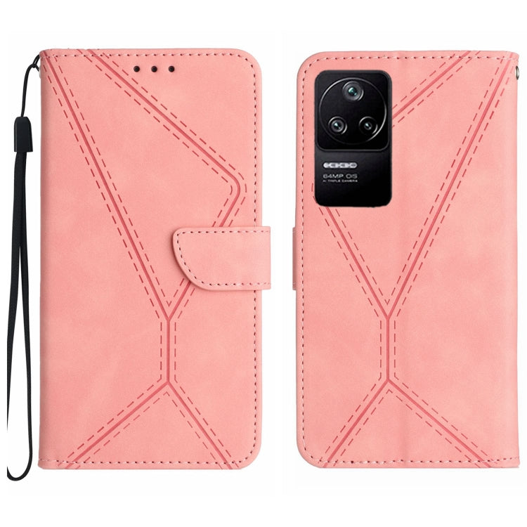 For Xiaomi POCO F4 5G Stitching Embossed Leather Phone Case(Pink) - Xiaomi Cases by buy2fix | Online Shopping UK | buy2fix