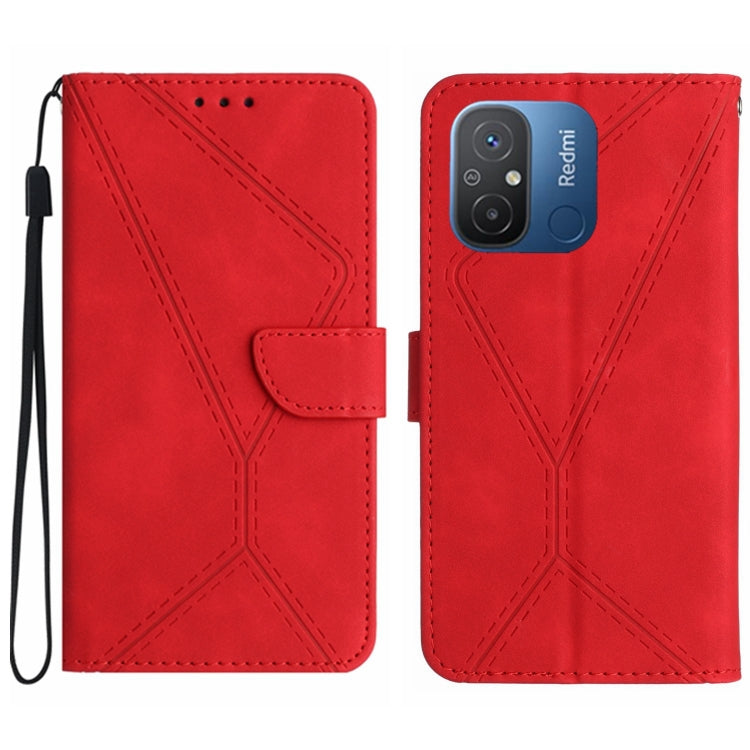 For Xiaomi Redmi 11A Stitching Embossed Leather Phone Case(Red) - Xiaomi Cases by buy2fix | Online Shopping UK | buy2fix