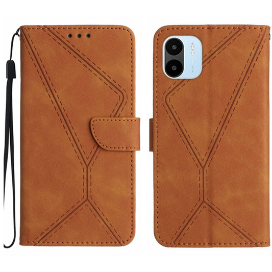 For Xiaomi Redmi A1 / A2 Stitching Embossed Leather Phone Case(Brown) - Xiaomi Cases by buy2fix | Online Shopping UK | buy2fix