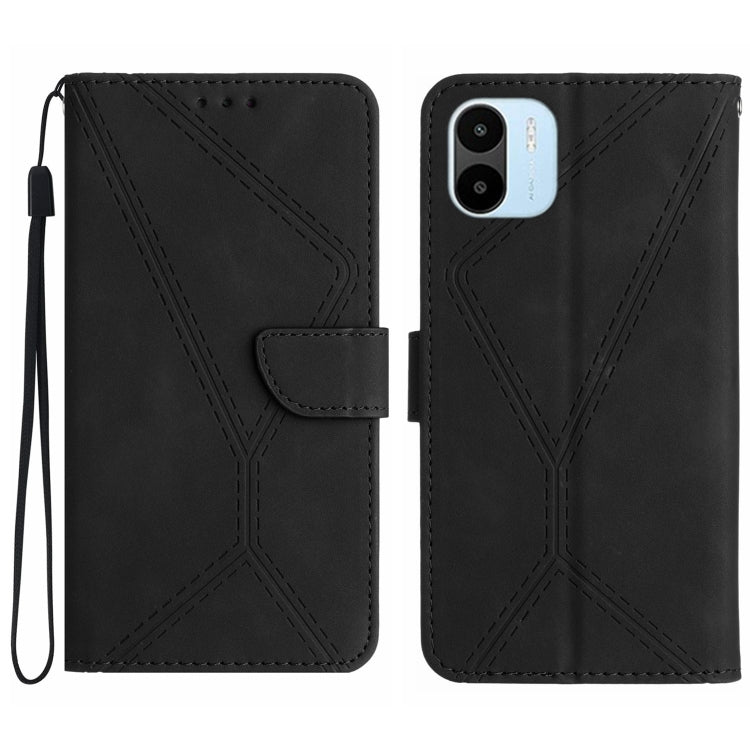 For Xiaomi Redmi A1 / A2 Stitching Embossed Leather Phone Case(Black) - Xiaomi Cases by buy2fix | Online Shopping UK | buy2fix