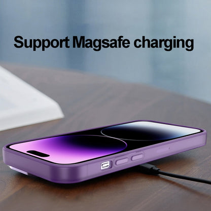 For iPhone 15 Pro Max Invisible Lens Bracket Matte Transparent MagSafe Phone Case(Purple) - iPhone 15 Pro Max Cases by buy2fix | Online Shopping UK | buy2fix