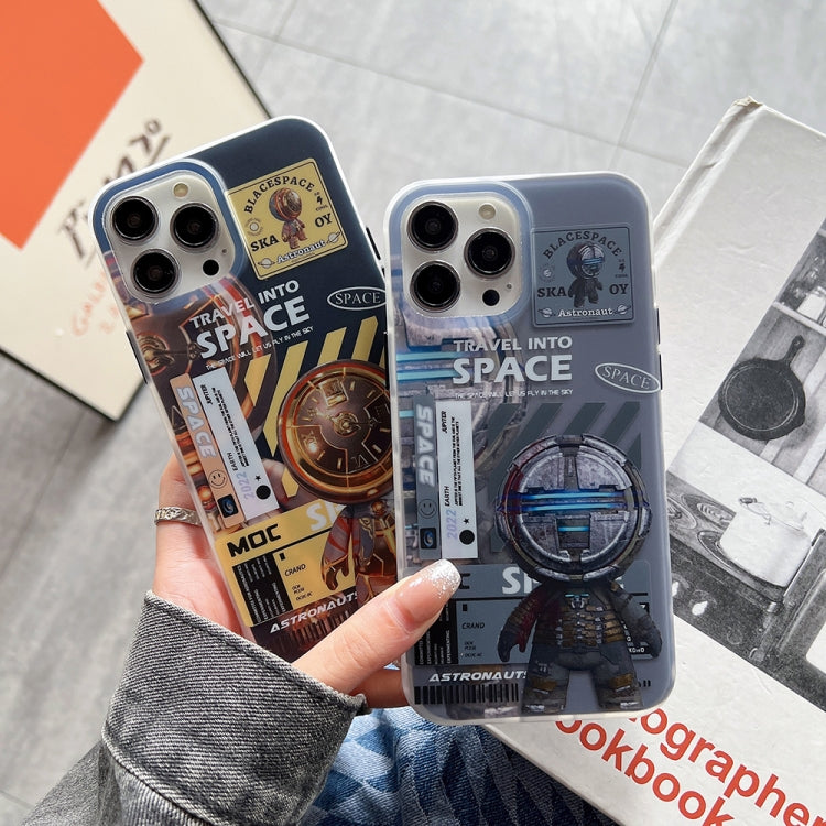 For iPhone 13 Pro Dual-side IMD Astronaut Frosted Phone Case(Black Gold) - iPhone 13 Pro Cases by buy2fix | Online Shopping UK | buy2fix