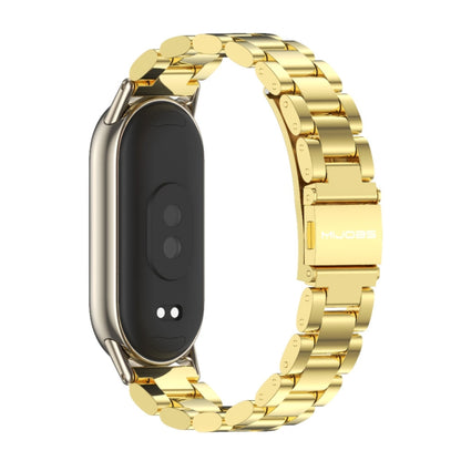 For Xiaomi Mi Band 8 / 9 / 9 NFC Mijobs Three Bead Stainless Steel Watch Band(Gold+Light Gold) - Watch Bands by MIJOBS | Online Shopping UK | buy2fix