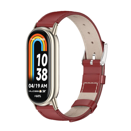 For Xiaomi Mi Band 8 / 9 / 9 NFC Mijobs Genuine Leather Watch Band(Red Light Gold) - Watch Bands by MIJOBS | Online Shopping UK | buy2fix