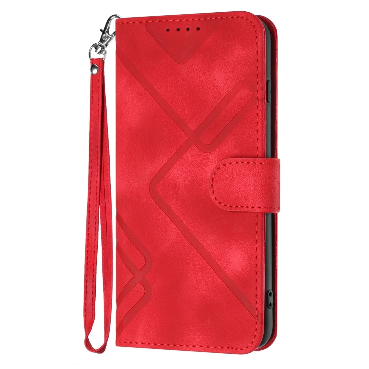 For Honor 70 Lite Line Pattern Skin Feel Leather Phone Case(Red) - Honor Cases by buy2fix | Online Shopping UK | buy2fix