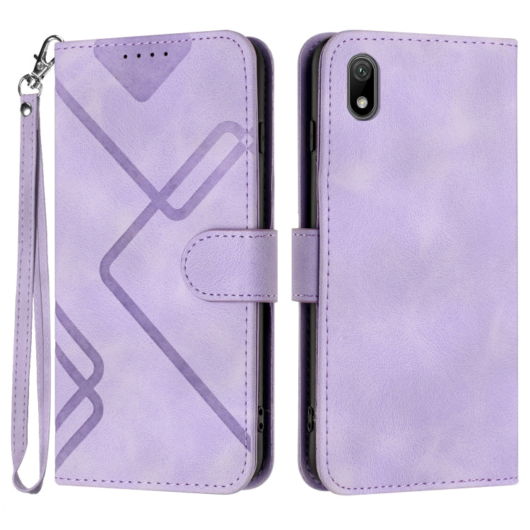 For Honor 8S Line Pattern Skin Feel Leather Phone Case(Light Purple) - Honor Cases by buy2fix | Online Shopping UK | buy2fix