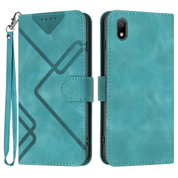 For Honor 8S Line Pattern Skin Feel Leather Phone Case(Light Blue) - Honor Cases by buy2fix | Online Shopping UK | buy2fix