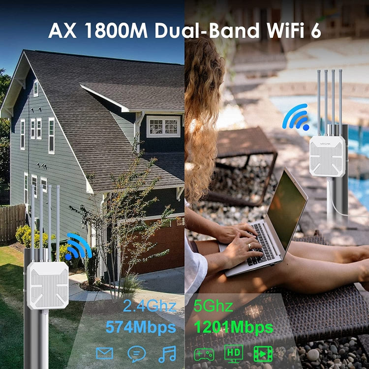 Wavlink WN573HX1 WiFi 6 AX1800 Dual Band Long Range Outdoor WiFi Extender(EU Plug) - Broadband Amplifiers by WAVLINK | Online Shopping UK | buy2fix