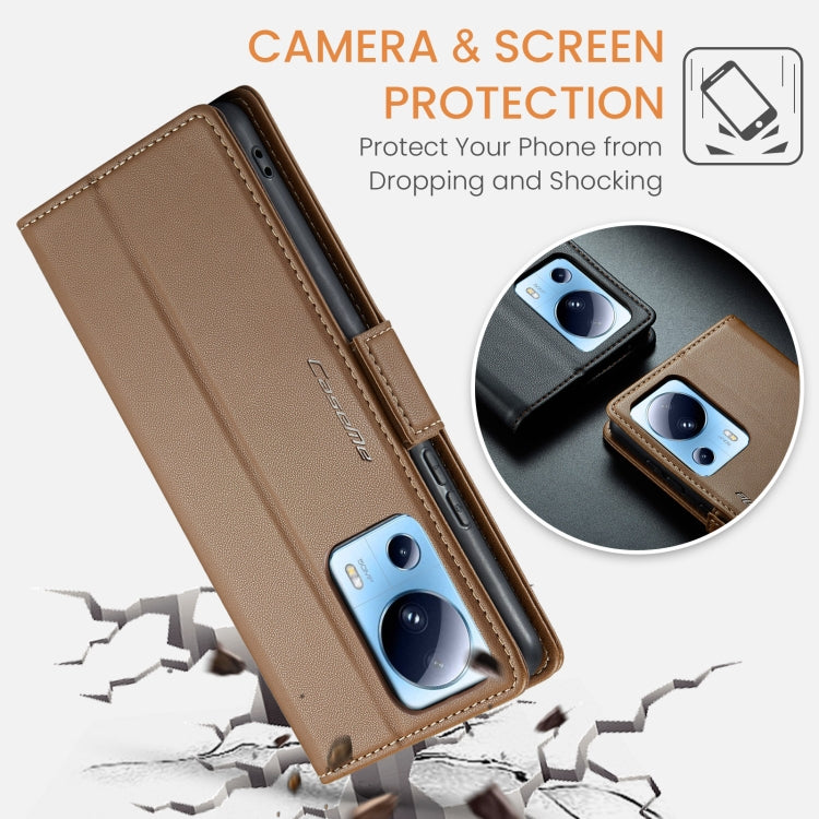 For Xiaomi 13 Lite CaseMe 023 Butterfly Buckle Litchi Texture RFID Anti-theft Leather Phone Case(Brown) - 13 Lite Cases by CaseMe | Online Shopping UK | buy2fix