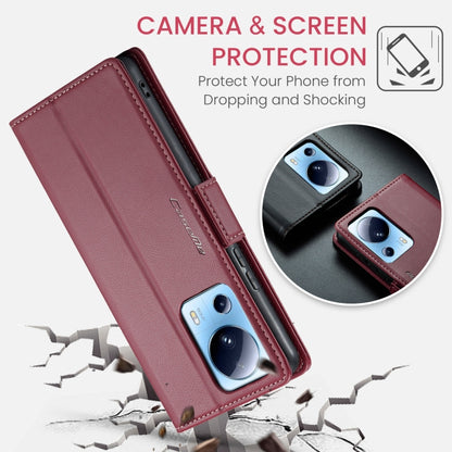 For Xiaomi 13 Lite CaseMe 023 Butterfly Buckle Litchi Texture RFID Anti-theft Leather Phone Case(Wine Red) - 13 Lite Cases by CaseMe | Online Shopping UK | buy2fix