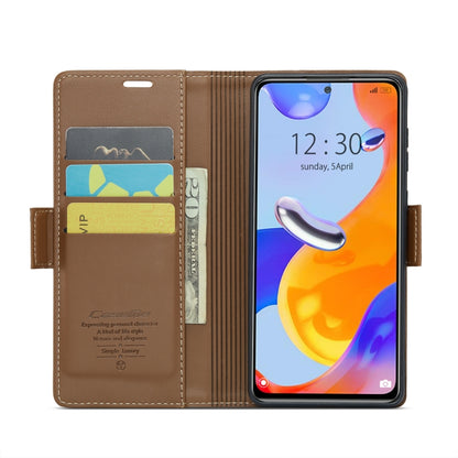 CaseMe 023 Butterfly Buckle Litchi Texture RFID Anti-theft Leather Phone Case For Xiaomi Redmi Note 11 Pro 5G Global/Redmi Note 11 Pro Global(Brown) - Redmi Note 11 Pro Case by CaseMe | Online Shopping UK | buy2fix