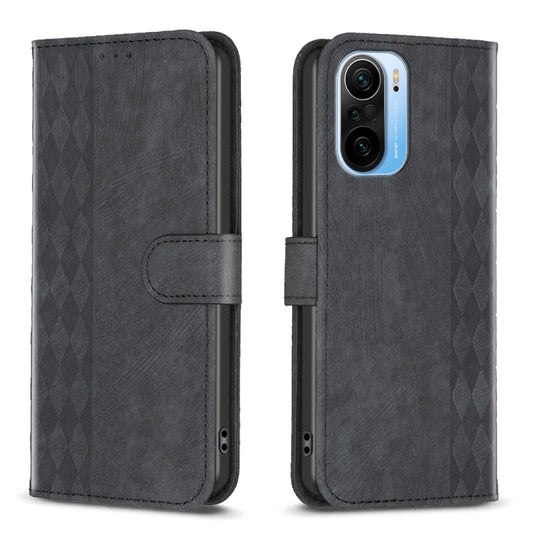 For Xiaomi 11i / Redmi K40 Plaid Embossed Leather Phone Case(Black) - Xiaomi Cases by buy2fix | Online Shopping UK | buy2fix