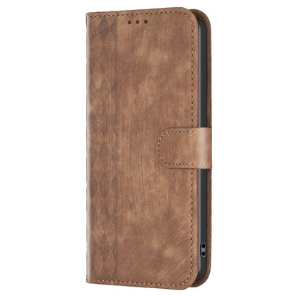 For Xiaomi 12 Plaid Embossed Leather Phone Case(Brown) - 12 Cases by buy2fix | Online Shopping UK | buy2fix