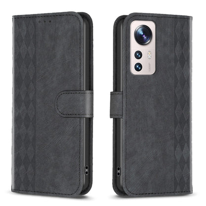 For Xiaomi 12 Lite Plaid Embossed Leather Phone Case(Black) - Xiaomi Cases by buy2fix | Online Shopping UK | buy2fix