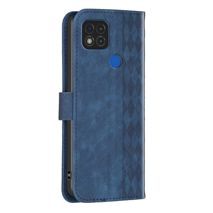 For Xiaomi Redmi 9C Plaid Embossed Leather Phone Case(Blue) - Xiaomi Cases by buy2fix | Online Shopping UK | buy2fix