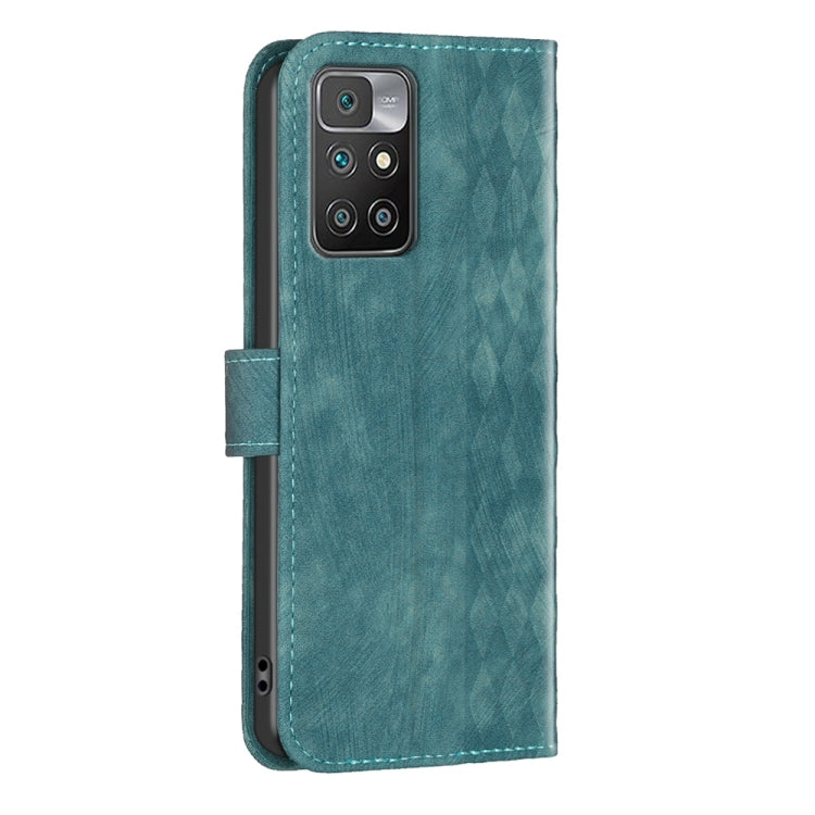 For Xiaomi Redmi 10 2022 Plaid Embossed Leather Phone Case(Green) - Xiaomi Cases by buy2fix | Online Shopping UK | buy2fix