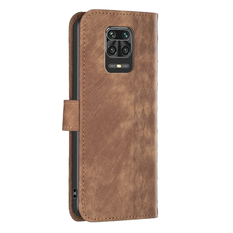 For Xiaomi Redmi Note 9 Pro Plaid Embossed Leather Phone Case(Brown) - Xiaomi Cases by buy2fix | Online Shopping UK | buy2fix