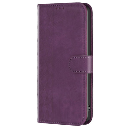 For Xiaomi Redmi Note 11 Plaid Embossed Leather Phone Case(Purple) - Redmi Note 11 Case by buy2fix | Online Shopping UK | buy2fix