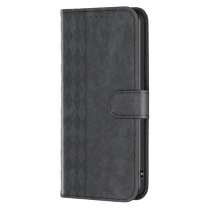For Xiaomi Redmi Note 12 Pro Global Plaid Embossed Leather Phone Case(Black) - Note 12 Pro Cases by buy2fix | Online Shopping UK | buy2fix