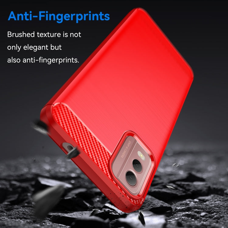 For Nokia C32 Brushed Texture Carbon Fiber TPU Phone Case(Red) - Nokia Cases by buy2fix | Online Shopping UK | buy2fix