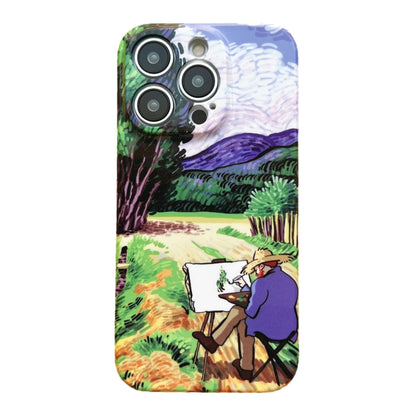 For iPhone 13 Pro Precise Hole Oil Painting Pattern PC Phone Case(Painting) - iPhone 13 Pro Cases by buy2fix | Online Shopping UK | buy2fix