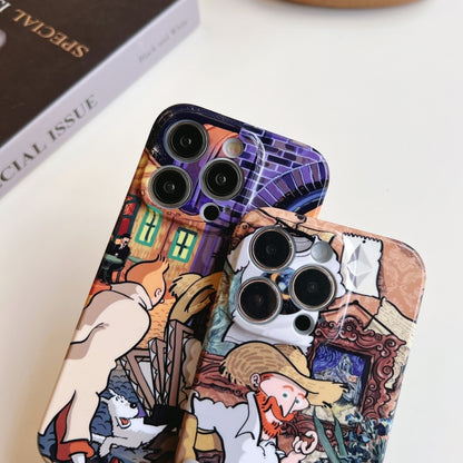 For iPhone 13 Precise Hole Oil Painting Pattern PC Phone Case(Tobacco Pipe) - iPhone 13 Cases by buy2fix | Online Shopping UK | buy2fix