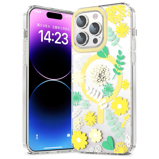 For iPhone 12 MagSafe Magnetic TPU Phone Case(Yellow Chrysanthemum) - iPhone 12 / 12 Pro Cases by buy2fix | Online Shopping UK | buy2fix