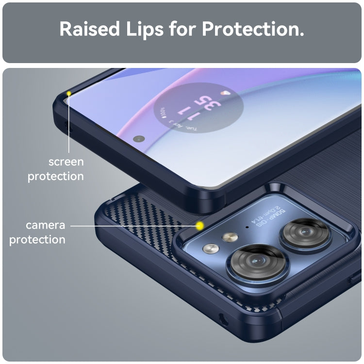 For Motorola Edge 40 Brushed Texture Carbon Fiber TPU Phone Case(Blue) - Motorola Cases by buy2fix | Online Shopping UK | buy2fix