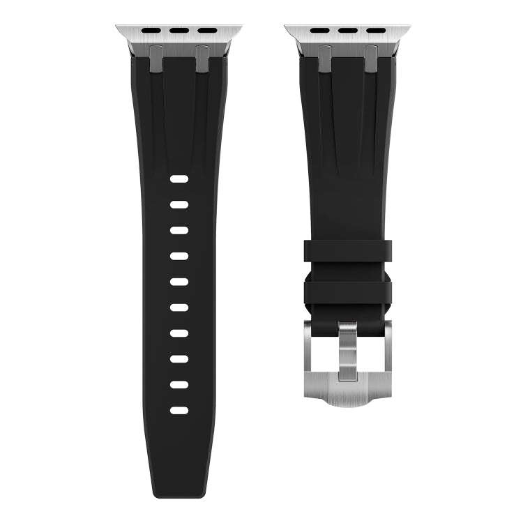 AP Silicone Watch Band For Apple Watch 9 45mm(Silver Black) - Watch Bands by buy2fix | Online Shopping UK | buy2fix