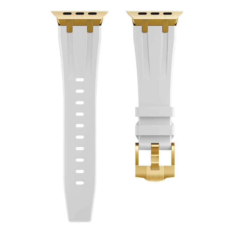 AP Silicone Watch Band For Apple Watch 9 41mm(Gold White) - Watch Bands by buy2fix | Online Shopping UK | buy2fix