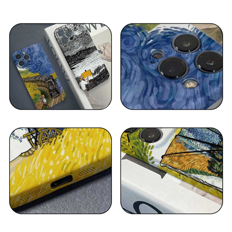 For iPhone 12 mini Precise Hole Oil Painting Pattern PC Phone Case(Handcart) - iPhone 12 mini Cases by buy2fix | Online Shopping UK | buy2fix