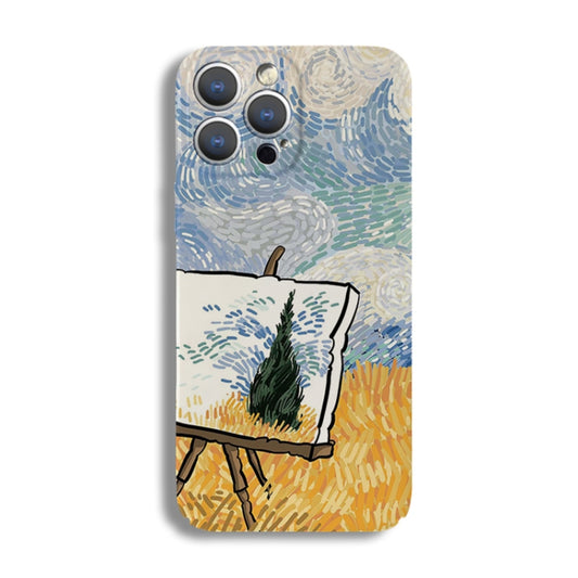 For iPhone 12 Pro Precise Hole Oil Painting Pattern PC Phone Case(Landscape Painting) - iPhone 12 / 12 Pro Cases by buy2fix | Online Shopping UK | buy2fix