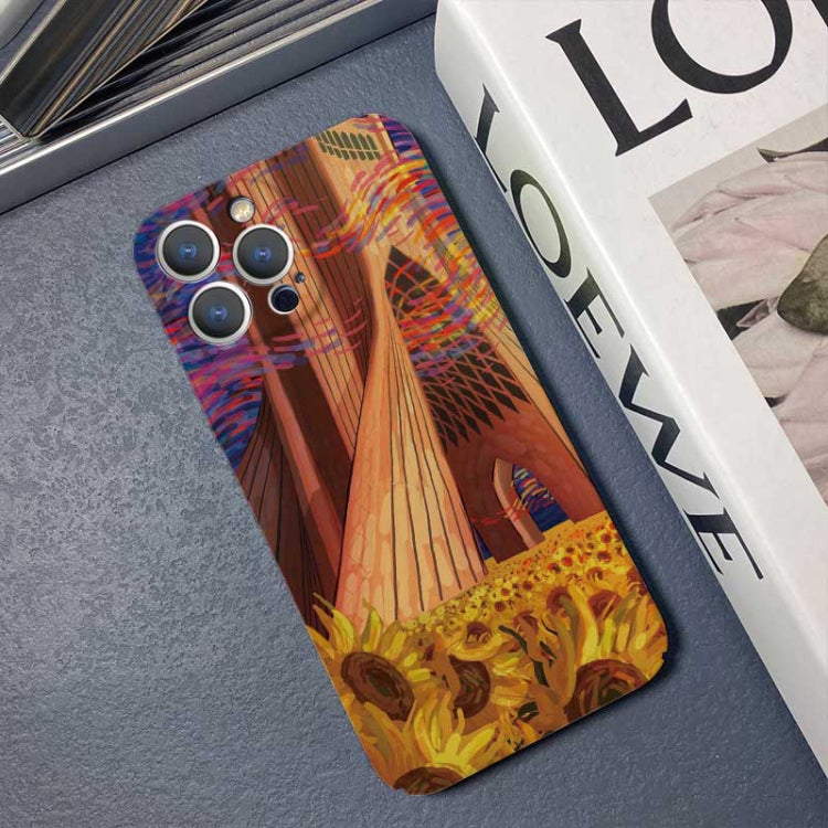 For iPhone 12 Pro Precise Hole Oil Painting Pattern PC Phone Case(Architectural Painting) - iPhone 12 / 12 Pro Cases by buy2fix | Online Shopping UK | buy2fix