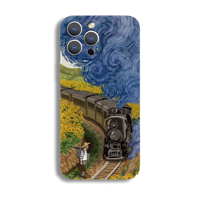 For iPhone X / XS Precise Hole Oil Painting Pattern PC Phone Case(Train) - More iPhone Cases by buy2fix | Online Shopping UK | buy2fix