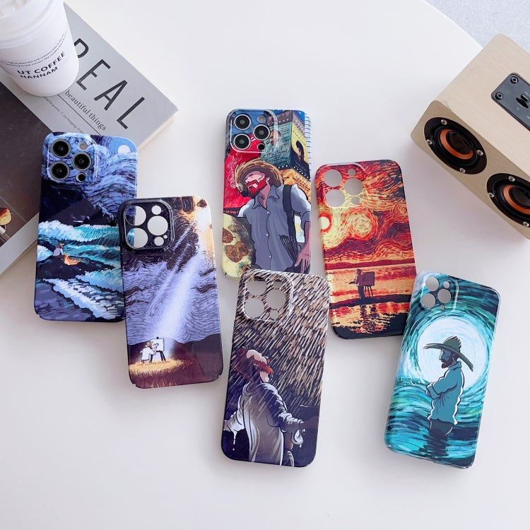 For iPhone 13 Precise Hole Oil Painting Pattern PC Phone Case(Rain) - iPhone 13 Cases by buy2fix | Online Shopping UK | buy2fix