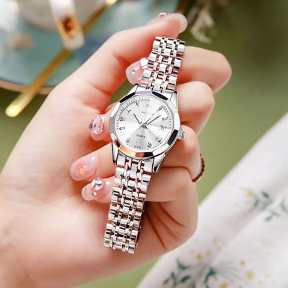 OLEVS 9931 Women Butterfly Buckle Luminous Waterproof Quartz Watch(White + Silver) - Metal Strap Watches by OLEVS | Online Shopping UK | buy2fix