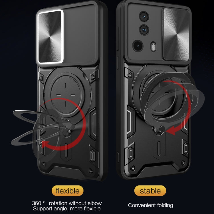 For Xiaomi 13 Lite / Civi 2 5G CD Texture Sliding Camshield Magnetic Holder Phone Case(Black) - 13 Lite Cases by buy2fix | Online Shopping UK | buy2fix
