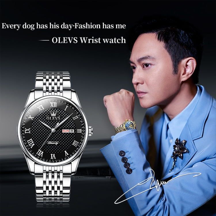 OLEVS 5562 Men Multifunctional Business Waterproof Quartz Watch(Black) - Metal Strap Watches by OLEVS | Online Shopping UK | buy2fix