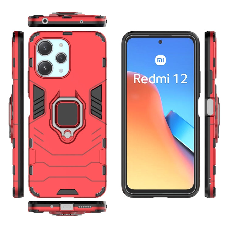 For Xiaomi Redmi 12 4G Magnetic Ring Holder PC + TPU Phone Case(Red) - Xiaomi Cases by buy2fix | Online Shopping UK | buy2fix