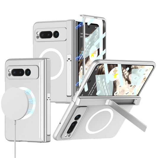 For Google Pixel Fold GKK Integrated Magsafe Fold Hinge Full Coverage Phone Case with Holder(White) - Google Cases by GKK | Online Shopping UK | buy2fix