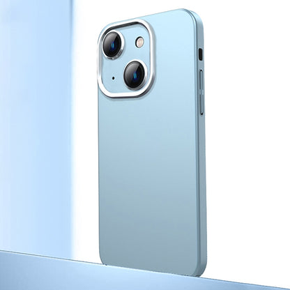 For iPhone 14 Plus Frosted Metal Material Phone Case with Lens Protection(Light Blue) - iPhone 14 Plus Cases by buy2fix | Online Shopping UK | buy2fix