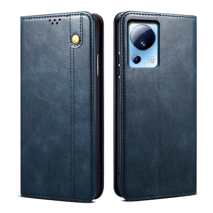 For Xiaomi 13 Lite / Civi 2 Oil Wax Crazy Horse Texture Leather Phone Case(Blue) - 13 Lite Cases by buy2fix | Online Shopping UK | buy2fix