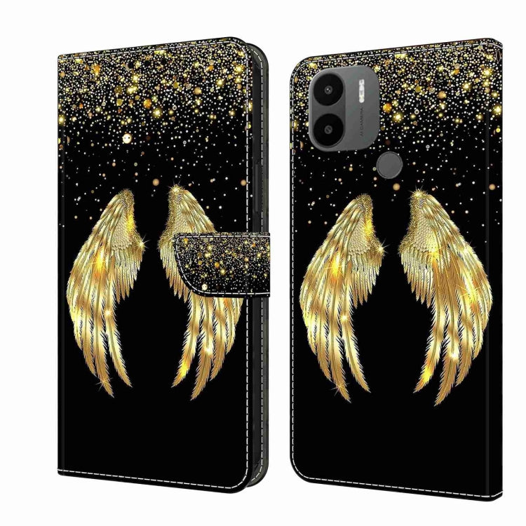 For Xiaomi Redmi A1+ / A2 / A2+ Crystal 3D Shockproof Protective Leather Phone Case(Golden Wings) - Xiaomi Cases by buy2fix | Online Shopping UK | buy2fix