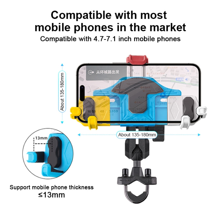 MOTOSLG Crab Motorcycle Phone Clamp Bracket U-Type Headbar Mount with Anti-theft Lock(Blue White Red) - Holder by MOTOLSG | Online Shopping UK | buy2fix