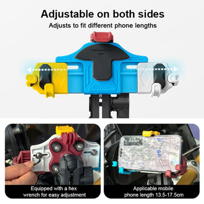 MOTOSLG Crab Motorcycle Phone Clamp Bracket M10 Ballhead Mount with Anti-theft Lock(Yellow Blue White) - Holder by MOTOLSG | Online Shopping UK | buy2fix